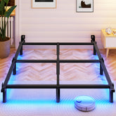Awesofurni queen bed frame with LED lights for customizable ambiance.