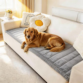 Awjcsv couch cover on a light blue-gray sofa protects against stains while adding style.