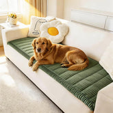 Awjcsv dog couch cover front view, plush green fabric protecting sofa from scratches.