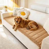 Awjcsv light brown fuzzy couch cover on sofa protects furniture from pet wear.