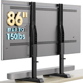 AX WABER table top TV stand front view highlights a sturdy steel base and slim profile