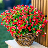 AXYLEX red outdoor artificial flowers bundle with fade-free color for curb appeal.