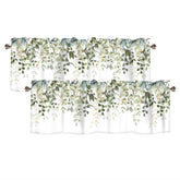AYTTBIS Sage Green Eucalyptus Leaves Valance front view with watercolor print and rod pocket