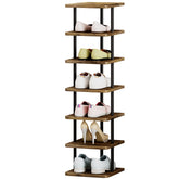 AZERPIAN 7-tier vertical shoe rack demonstrates compact storage for hallways.