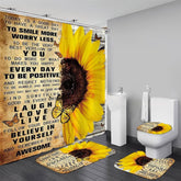 AZHM sunflower shower curtain set with vibrant print enhances bathroom style