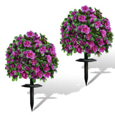 AZXVT rose purple outdoor topiary ball with ground spike for instant garden setup.
