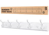 Badiano wooden coat rack, white 9-inch, wall-mounted, holds towels and small accessories.