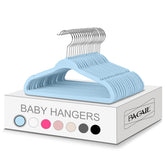 Bagail 50-pack kids velvet hangers for tidy, lightweight garment organization.