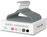 Bagail 11-inch gray velvet hanger front view with secure grip for delicate fabrics.