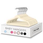 Bagail kids velvet hanger 11in ivory front view showing slim non-slip design for delicate garments