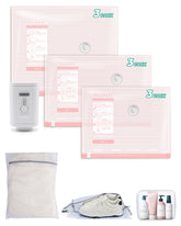 BAGSMART 12-pack pink travel vacuum bags in three sizes for organized packing.