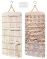 BAGSMART Hanging Jewelry Organizer front view showing ample pockets for rings and earrings.
