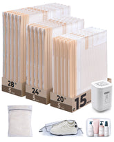 BagSmart travel vacuum bags kit shows color-coded sizes for fast organization.