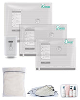 BAGSMART vacuum bags travel kit laid out for organized packing.