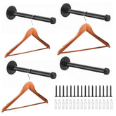 Bailoo industrial pipe clothing rack on wall with 12-inch rail for extra storage