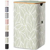 BALEINE Laundry Hamper with Lid, closed, enhances room tidiness with elegant design.