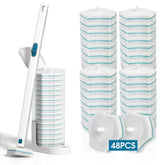 BALORIZ disposable toilet brush with two-part handle and caddy for easy storage.