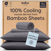 Bambaw bamboo charcoal queen fitted sheet showing deep pocket fit up to 16 inches