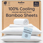 Bambaw bamboo sheets queen fitted securing a thick mattress with elastic edge.