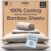 Bambaw bamboo sheets queen set closeup showing silky-soft weave for cooling comfort.