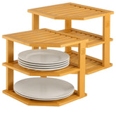BambΓΌsi 2-pack plate organizer corner shelf keeps cabinets tidy and accessible.