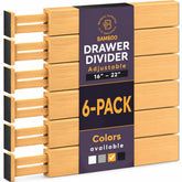 Bambüsi 6-pack drawer dividers extendable to fit your drawers and organize efficiently