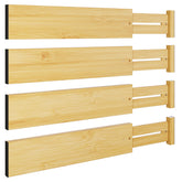 BAMEOS bamboo drawer divider set assembled showing sturdy, space-saving organization.