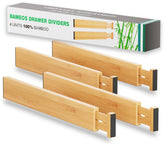 BAMEOS bamboo drawer dividers packaging highlights eco-friendly materials and easy setup