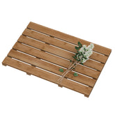 Bamfan bamboo bath-floor mat with walnut slats for drainage and quick drying.
