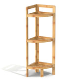 BAMHIGHS 3-tier corner shelf in diagonal view highlighting space-saving design