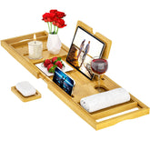 Banlilu bathtub tray extended to fit most tubs for a spacious soak