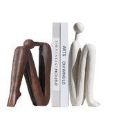 BANOMII thinker bookend in white and brown back-to-back supports heavy books