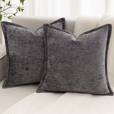 Baolizegao grey chenille throw pillow cover front view, showing soft texture for couch decor.