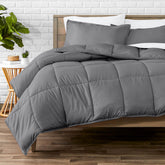 Bare Home Comforter Set gray king flatlay highlights plush softness for year-round sleep.