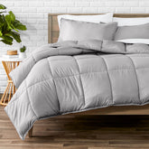 Bare Home comforter set queen packaged, showcasing plush, down-alternative warmth.