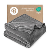 Bare Home fleece blanket king-size front view in dusk grey for cozy warmth.