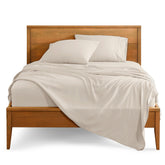 Bare Home king flat sheet closeup showing ultra-soft microfiber for all-season comfort