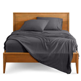 Bare Home queen sheet set folded; ultra-soft hydro-brushed fabric for cozy evenings.