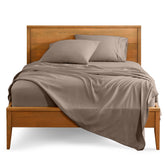 Bare Home queen sheet set hydro-brushed fabric close-up reveals ultra-soft texture for cozy nights