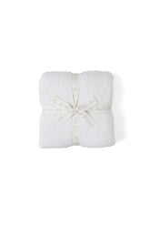 Barefoot Dreams CozyChic Throw cream close-up, plush knit for luxurious softness.
