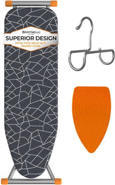 Bartnelli compact ironing board folded for space-saving convenience in small rooms.