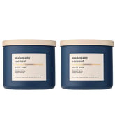 Bath & Body Works Mahogany Coconut three-wick candle jar delivers balanced burn for large rooms.