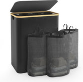Bathola hampers lid black 160L showing spacious, hidden laundry storage.