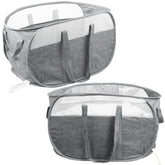BATTOO collapsible laundry basket gray front view showing spacious opening for sorting