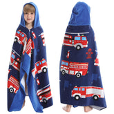 Bavilk kids hooded towel with cartoon animal print, ultra-absorbent.