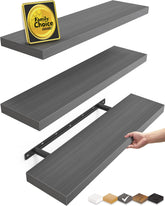 BAYKA grey floating shelves 3-pack ready for wall mounting with concealed brackets