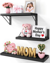 Bayka wall-mounted shelf set3 black front view showing sleek display