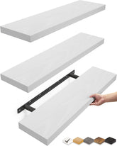 Bayka white floating shelves set of 3 mounted on wall for organized storage