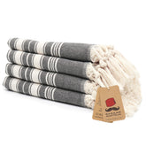 Bazaar Anatolia hand towels stripe black folded, soft cotton texture for daily bathroom use.