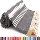 Bazaar Anatolia Turkish Beach Towel, oversized 71x39, stripe black, ideal for beach days